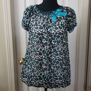 George Girls Turquoise and Black Blouse